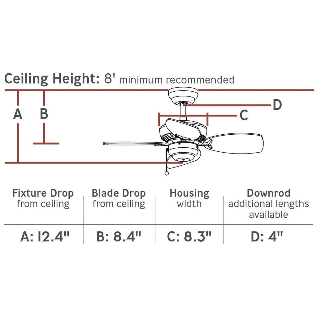 28x22 Mini Indoor Ceiling Fan T744046