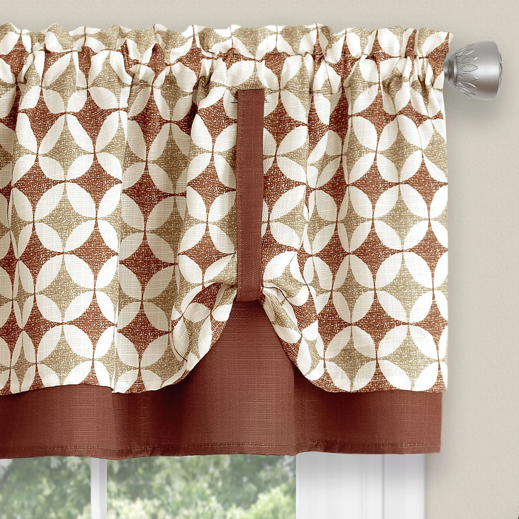 Spice/Tan Window Curtain Tier Pair and Valance Set V307