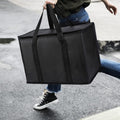 Black Insulated Grocery Tote Bag with Thermal Zipper W461660