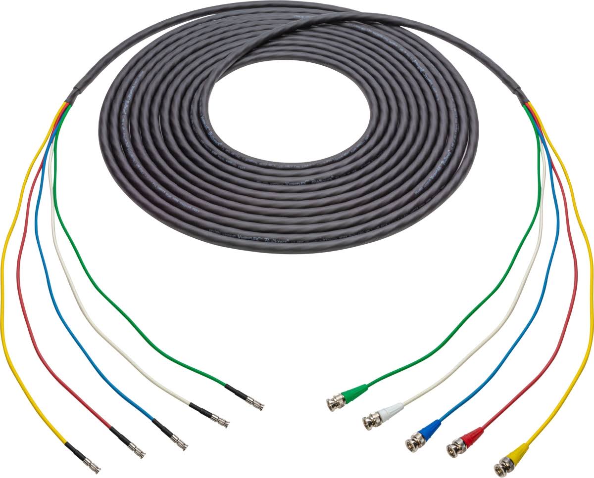 12G-SDI-4K UHD 5-Channel BNC Male to HDBNC Male Snake Cable Black - 10 ft. K215